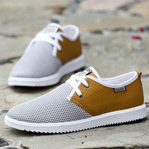 Chaussures Bateau Homme Sport Casual Toile Respirable Beige